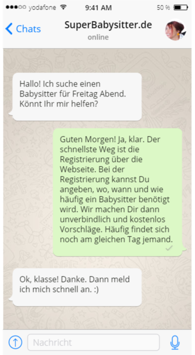 Babysitter Whatsapp Chat Beispiel WuchatBsp